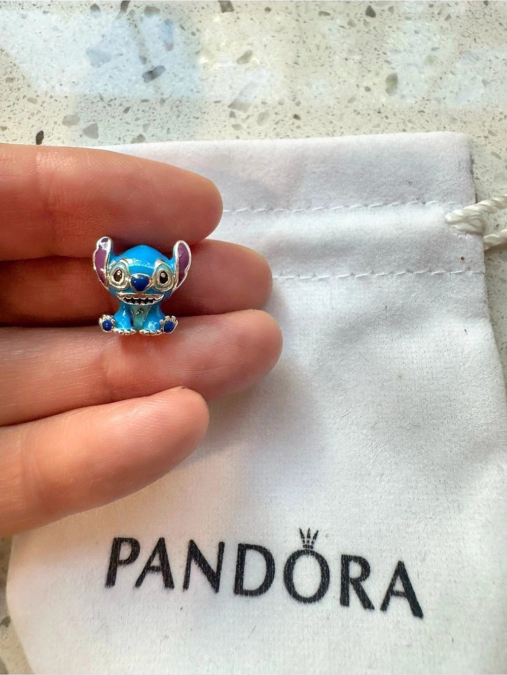 PANDORA Disney Stitch Charm Blue & Silver, NEW